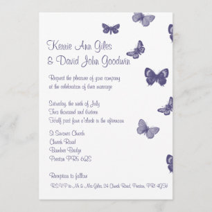 Purple and White Butterfly Wedding Invitation