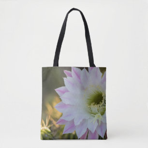 Purple and White Cactus Flower Tote Bag