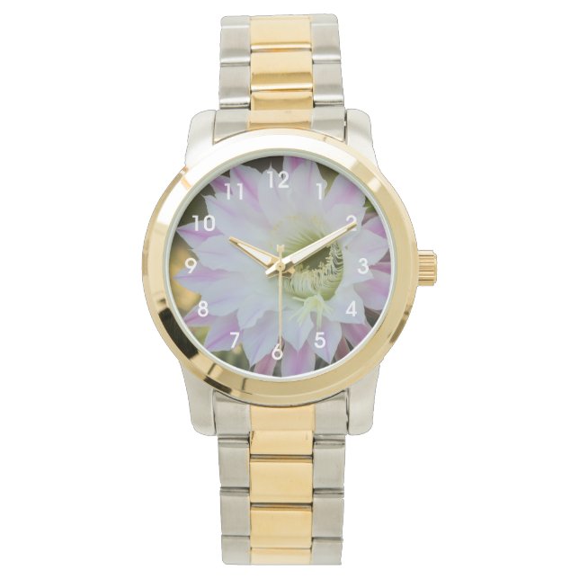 Purple and White Cactus Flower  Watch (Front)