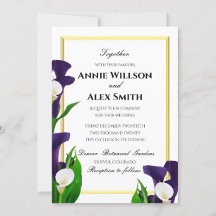 Purple and White Calla Lily Wedding Invitation