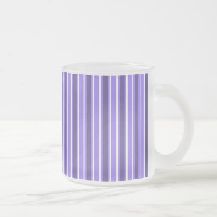 Purple and white candy stripes frosted glass coffee mug