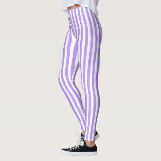 Purple and white candy stripes leggings