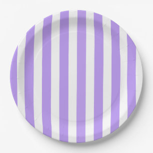 Purple and white candy stripes paper plate