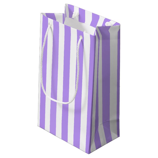 Purple and white candy stripes small gift bag (Back Angled)