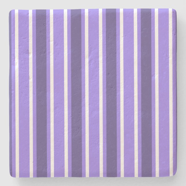 Purple and white candy stripes stone coaster (Front)