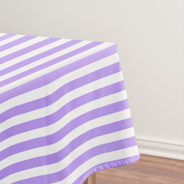 Purple and white candy stripes tablecloth (In Situ)