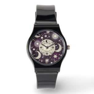 Purple and White Celestial Dreams: Moon and Stars  Watch