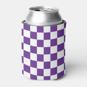 purple and white Chequerboard Pattern Can Cooler