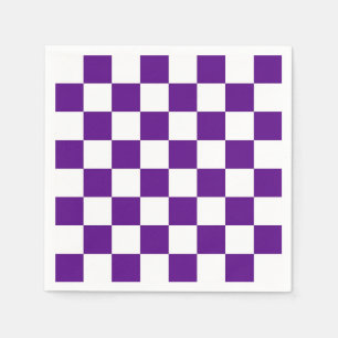 Purple and White Chequered Board Pattern Napkin