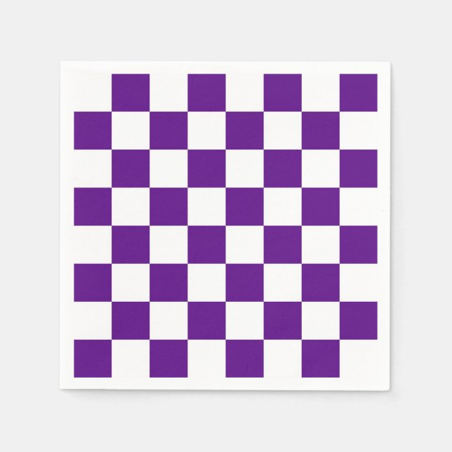 Purple and White Chequered Board Pattern Napkin (Front)