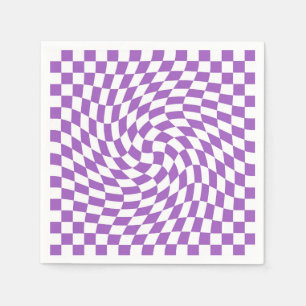 Purple and White Chequered Chequerboard Pattern  Napkin