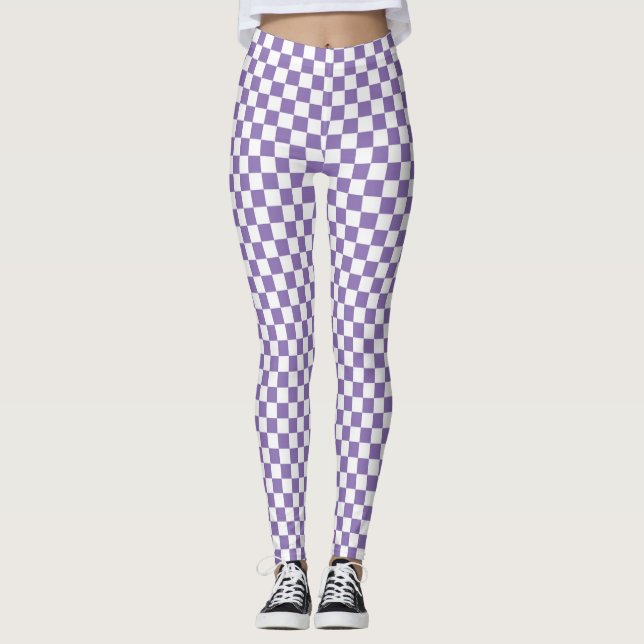 Purple and White Chequered Leggings (Front)