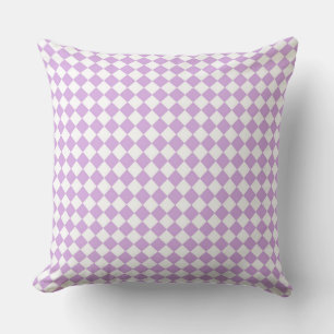 Purple and White Chequered Pattern Cushion
