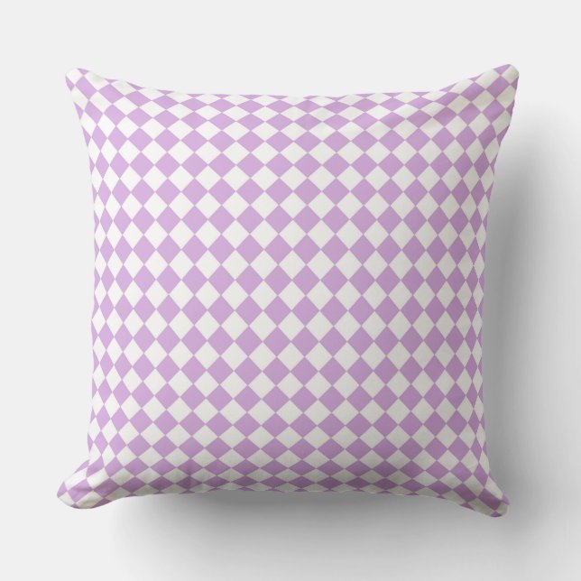 Purple and White Chequered Pattern Cushion (Front)