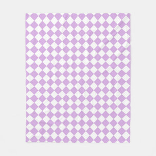 Purple and White Chequered Pattern Fleece Blanket