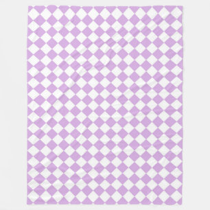 Purple and White Chequered Pattern Fleece Blanket