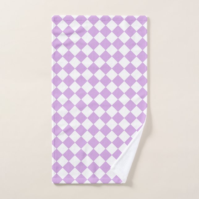 Purple and White Chequered Pattern Hand Towel (Hand Towel)