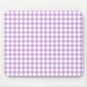 Purple and White Chequered Pattern Mouse Mat