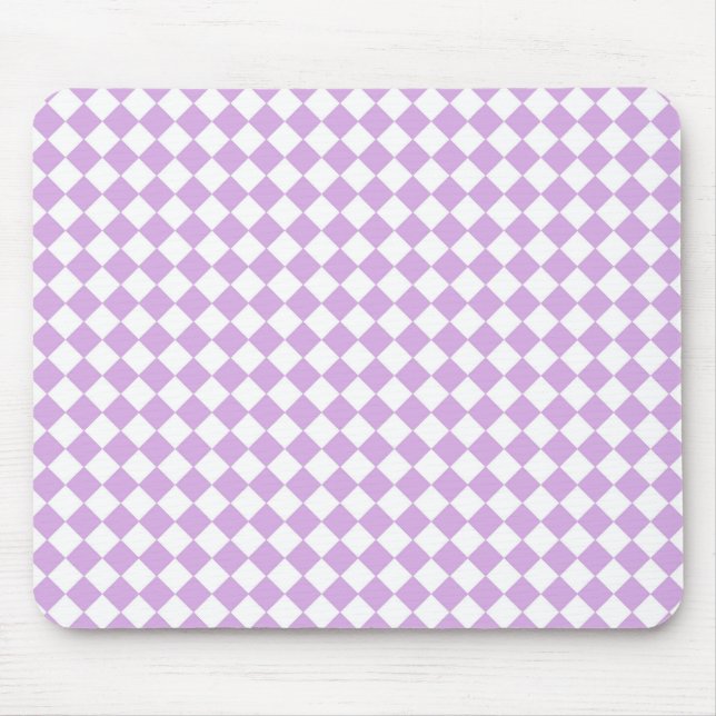 Purple and White Chequered Pattern Mouse Mat (Front)