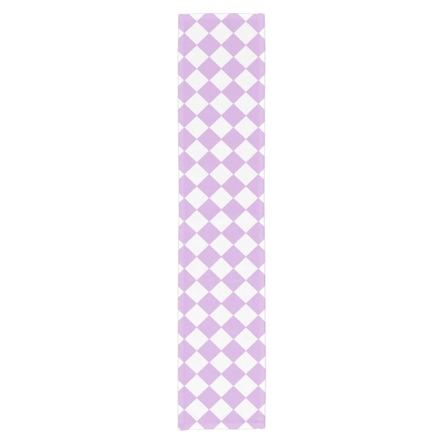 Purple and White Chequered Pattern Short Table Runner (Front)