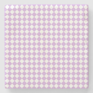 Purple and White Chequered Pattern Stone Coaster