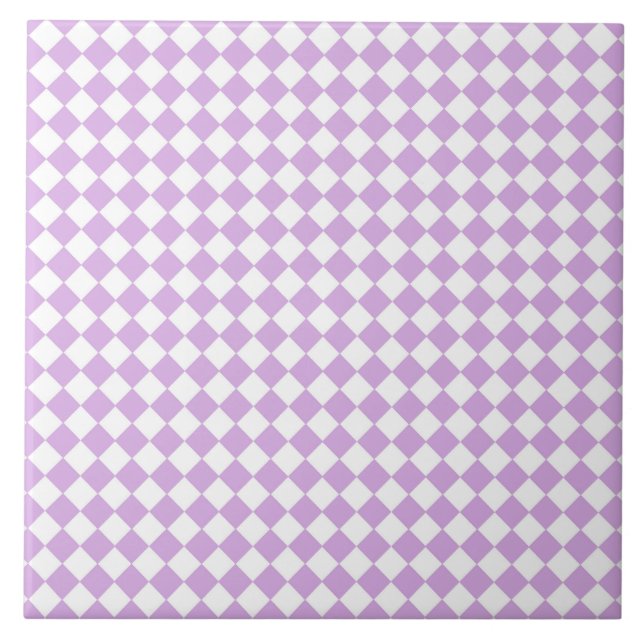 Purple and White Chequered Pattern Tile (Front)