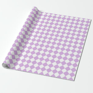 Purple and White Chequered Pattern Wrapping Paper