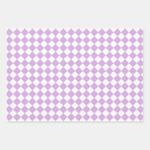 Purple and White Chequered Pattern Wrapping Paper Sheet