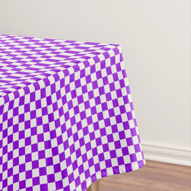 Purple and White Chequered Tablecloth (In Situ)