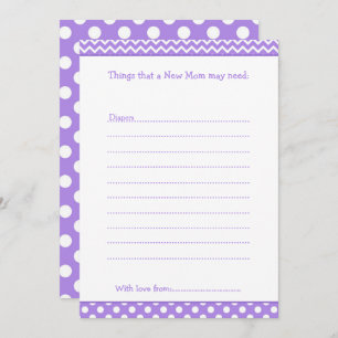 Purple and White Chevron Advice List for New Moms Invitation