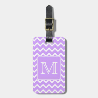 Purple and White Chevron Design. Custom Monogram. Luggage Tag