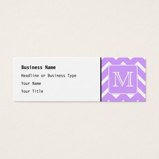 Purple and White Chevron Design. Custom Monogram. Mini Business Card
