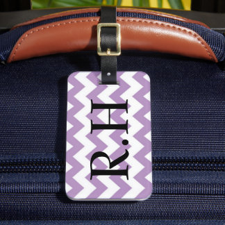 Purple and White Chevron Luggage Tag