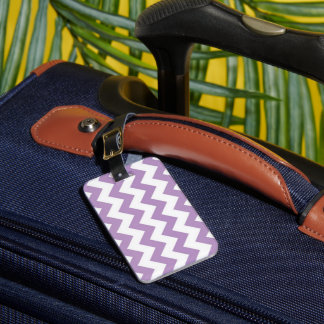 Purple and White Chevron Luggage Tag