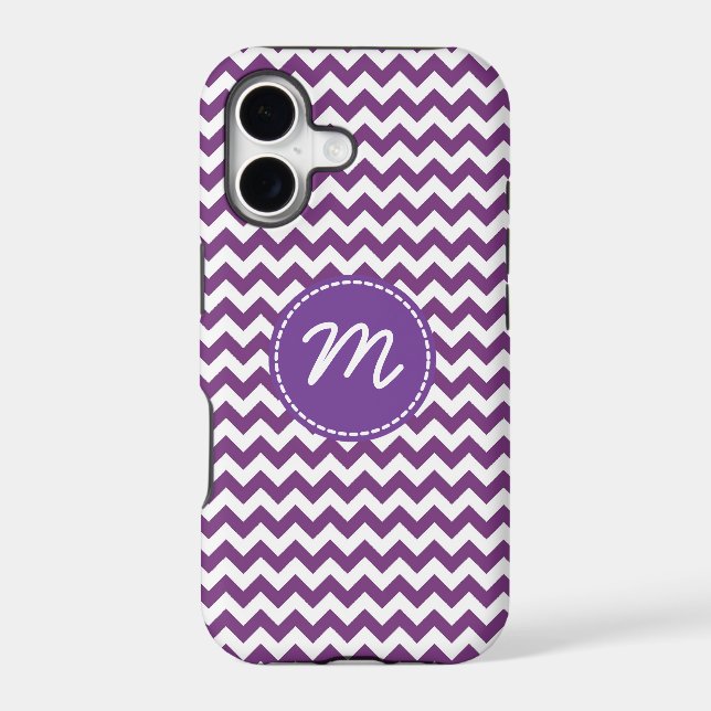Purple and White Chevron Pattern Custom Monogram (Back)