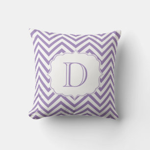 Purple and White Chevron Pattern Monogram Cushion