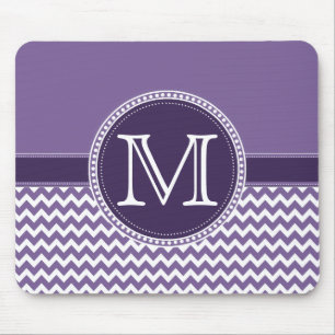Purple and White Chevron Zigzag Monogram Wedding Mouse Mat