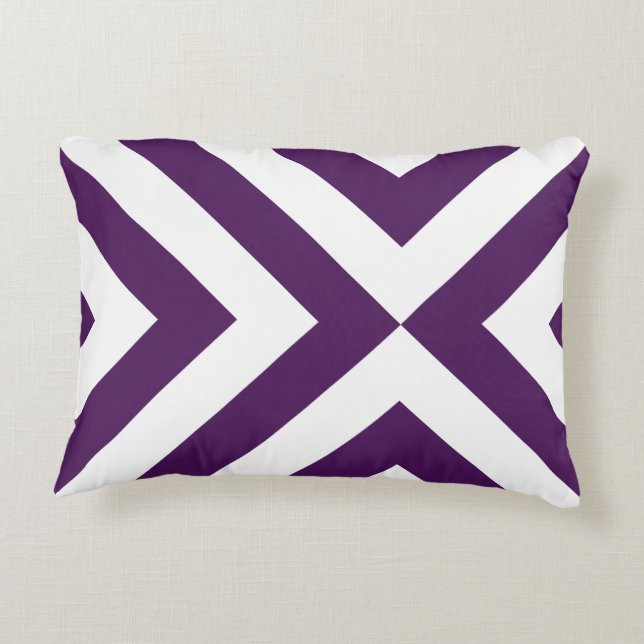 Purple and White Chevrons Decorative Cushion (Back)