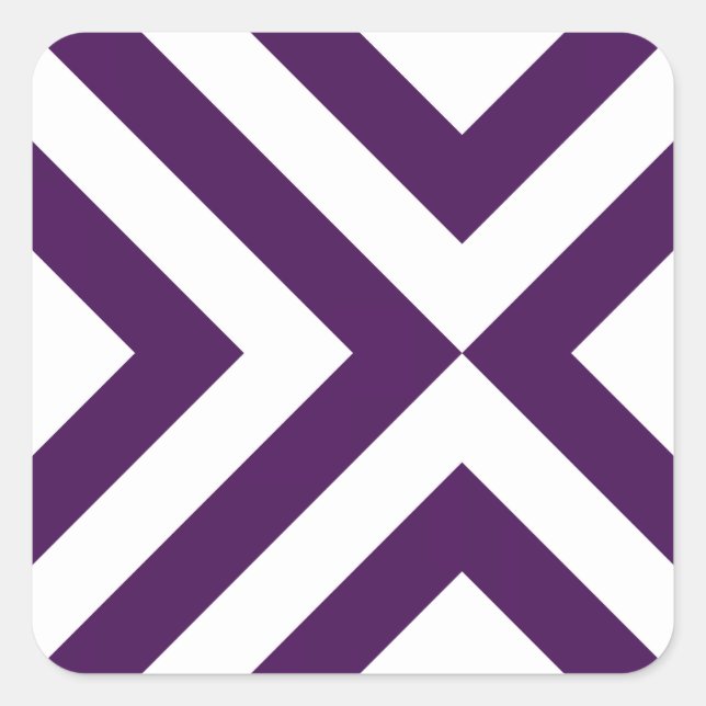 Purple and White Chevrons Square Sticker (Front)