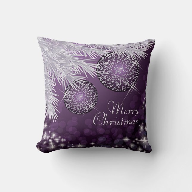 Purple and white Christmas Cushion (Front)