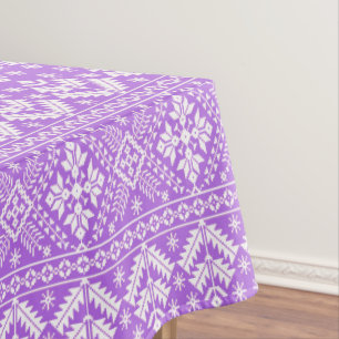 Purple and White Christmas Fair Isle Pattern Tablecloth