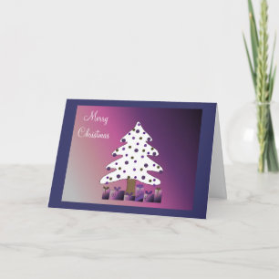 Purple and White Christmas Tree Holiday Card