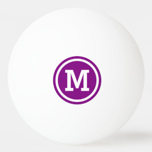 Purple and White Circle Monogram Ping Pong Ball