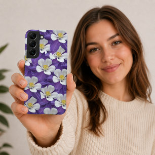 Purple and White Columbine Flower Pattern Samsung Galaxy Case