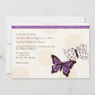 Purple and White Cool Butterfly Wedding Invitation