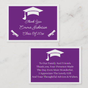 Purple And White Customised Graduation Thank You Card