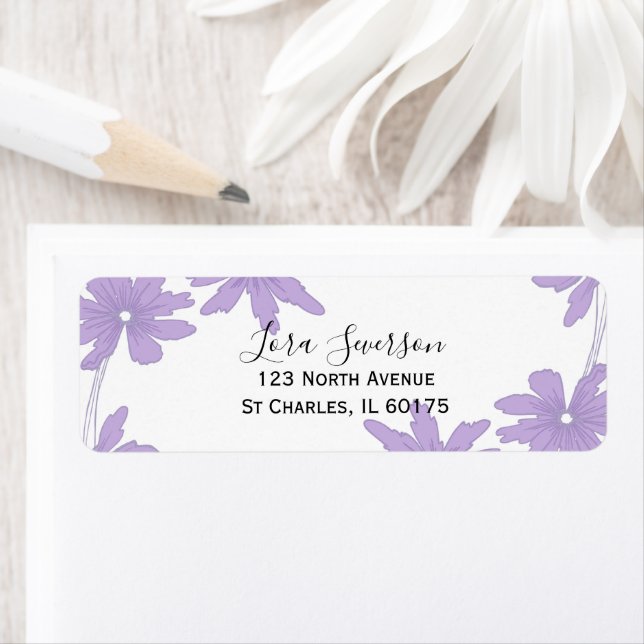 Purple and White Daisies Return Address (Insitu)