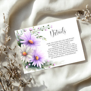 Purple and White Daisies Wedding Details Enclosure Card