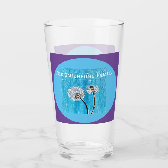 Purple and White Daisy Flower Personalised Glass (Front)