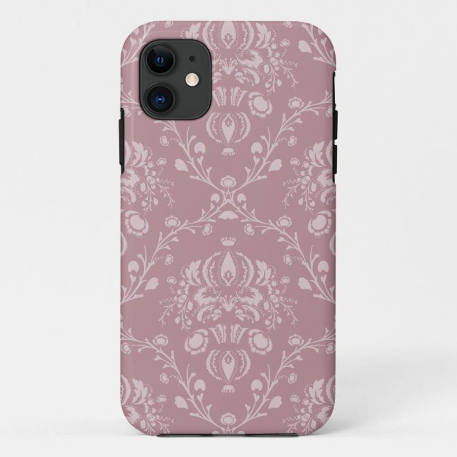 Purple and White Damask Case-Mate iPhone Case (Back)